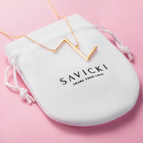 Naszyjnik celebrytka litera Z Savicki: srebrny pozłacany, biały szafir